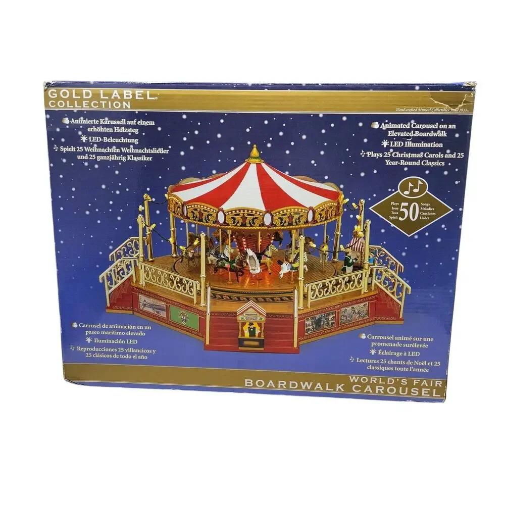 NEW Mr. Christmas World's Fair Boardwalk Carousel Musical 50 Songs Village